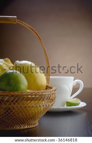 lemon in hamper and tea