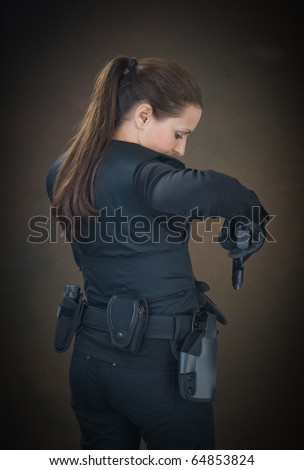 A Beautiful Police Woman On The Job Stock Photo 64853824 ...