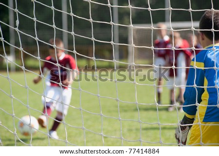 Soccer goalie in action