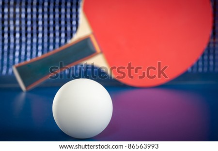 Equipment for table tennis - racket, ball, table