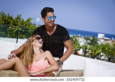 Young couple sharing happy moments in a summer day