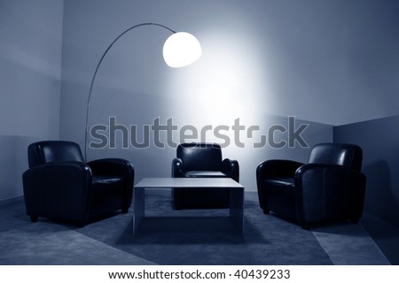 Waiting room with elegant modern black and white design
