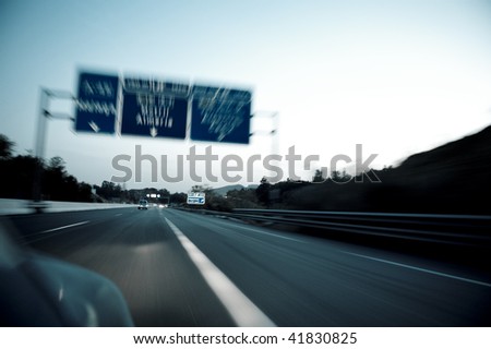 Abstract blurred action from car at high speed