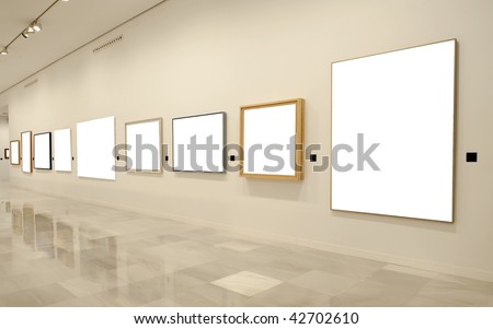 Modern empty museum with blank canvas