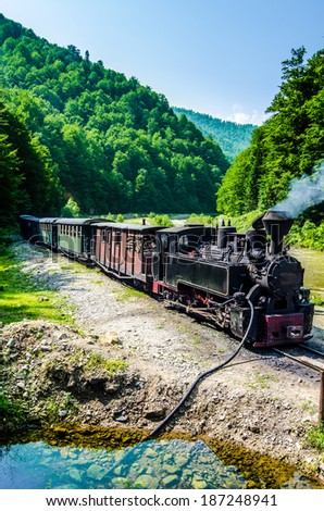 The Well known Mocanita train in Vaser Valley, Maramures County runs on the railway constructed in 1933-1935