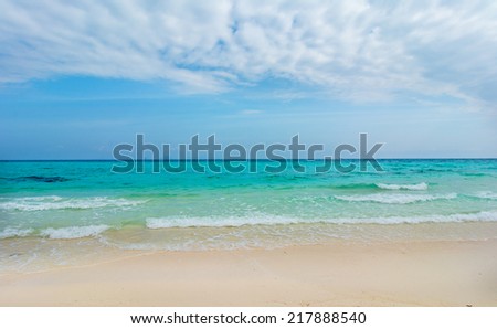 Seaside beach in Thailand, Asia.Blue sky and white sand at Bamboo Island, Thailand