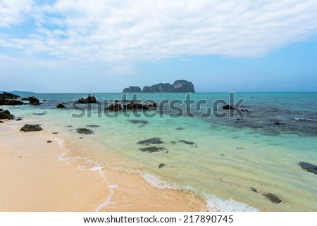 Seaside beach in Thailand, Asia.Blue sky and white sand at Bamboo Island, Thailand