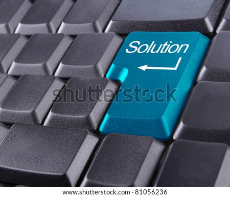 keyboard with blue solution button