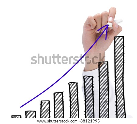 hand drawing chart representing growth. business concept of success
