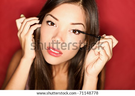 makeup asian eyes. Asian woman getting ready