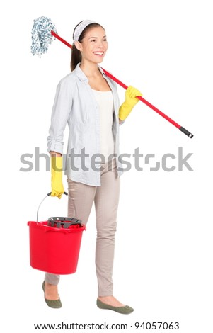 Lady Cleaning Floor