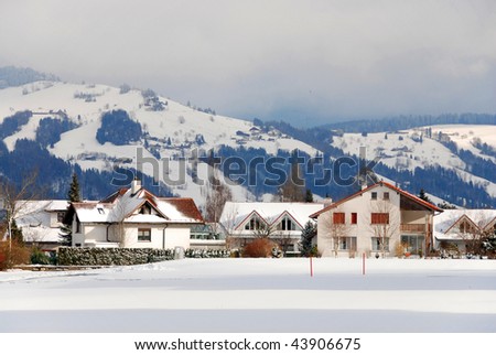 Swiss villas in winter highland