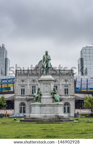 BRUSSELS, BELGIUM - MAY 20: Place du Luxembourg or Luxemburgplein square in the European Quarter, known by its nickname, the P-Lux on May 20, 2013 in Brussels, Belgium.