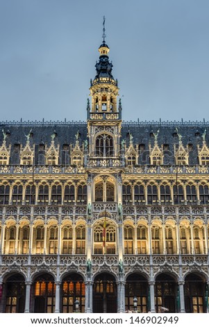 The Maison du Roi (King\'s House) or Broodhuis (Bread house) on Grand Place (Grote Markt), the central square of Brussels, the most important and  memorable landmark in Brussels, Belgium.