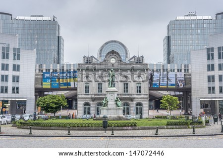 BRUSSELS, BELGIUM - MAY 20: Place du Luxembourg or Luxemburgplein square in the European Quarter, known by its nickname, the P-Lux on May 20, 2013 in Brussels, Belgium.