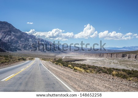 National Road 7 passing by the Department of Lujan de Cuyo in Mendoza, Argentina