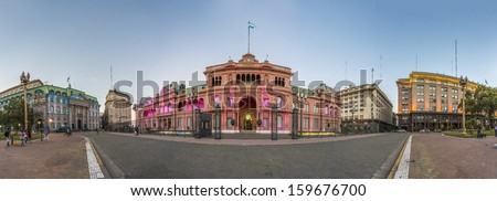 Casa Rosada building facade located at Mayo square in Buenos Aires, Argentina.