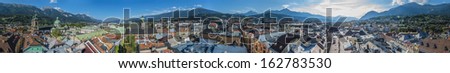 General view of Innsbruck, the capital city of the federal state of Tyrol (Tirol) located in the Inn Valley in western Austria.