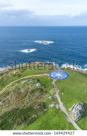 Compass rose representing the different Celtic peoples located near the Tower of Hercules in A Coruna, Galicia, Spain.
