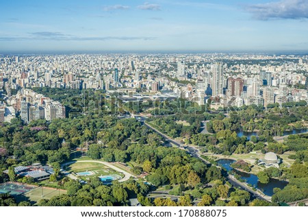 Palermo Gardens Bird Eye View In Buenos Aires, Argentina.