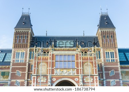 Rijksmuseum (State Museum), the Dutch national museum dedicated to arts and history in Amsterdam in the Netherlands.