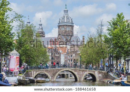 AMSTERDAM, NETHERLANDS - JUNE 16, 2013: Church dedicated to Saint Nicholas, patron saint of Amsterdam in Netherlands.