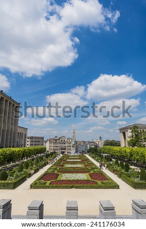 BRUSSELS, BELGIUM - JUNE 13, 2014: The Kunstberg (Mont des Arts), meaning Mount of the Arts, is a historic site in the center of Brussels, Belgium.
