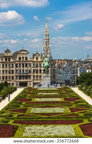 BRUSSELS, BELGIUM - JUNE 13, 2014: The Kunstberg (Mont des Arts), meaning Mount of the Arts, is a historic site in the center of Brussels, Belgium.