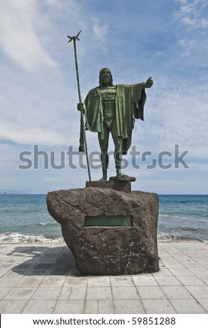 Guanches indians statues located at Plaza de la Patrona de Canarias at Candelaria, Tenerife Island