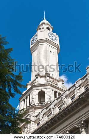 Legislatura building clock tower located on Julio Roca avenue at Buenos Aires, Argentina