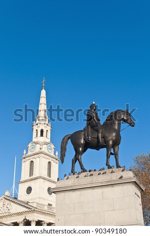 Trafalgar Square located at London, England