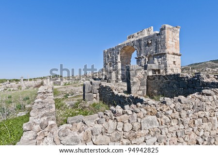 Triumph Arch ruins at Volubilis, Morocco