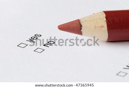 Yes or no checkboxes with red pencil