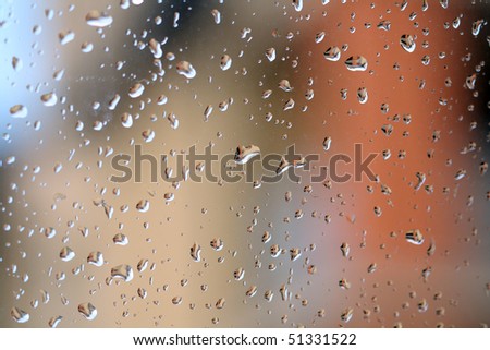 Rain Drops on window. Raining.