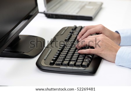 Typing on a Black Computer Keyboard