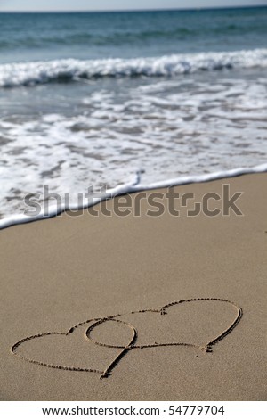 stock photo : Love Heart Symbols on sand