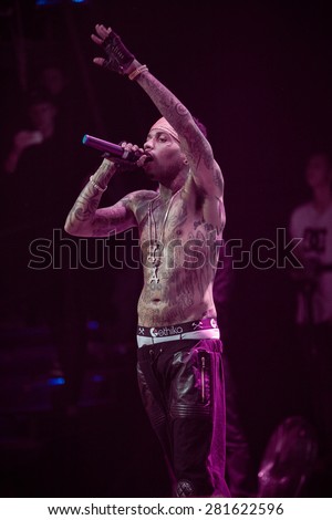 MOSCOW - 26 OCTOBER, 2014 : Rap singer Kid Ink performing live at RED Club in Russia