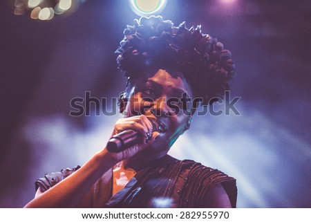 MOSCOW - 13 MARCH, 2015 : Morcheeba and Skye Edwards performing live at Glavclub nightclub in Russia