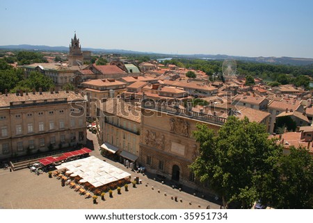 view from the Popes´ Palace to the Popes square - Avignon, France, Europe