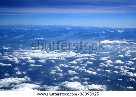 blue sky and clouds from the aircraft