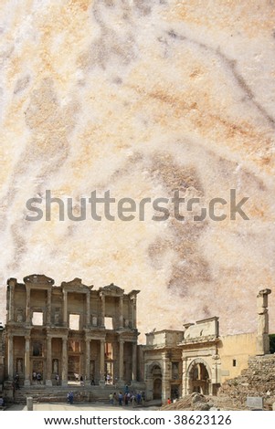 ancient ruins on the marble, background for your text, Ephesus, Turkey