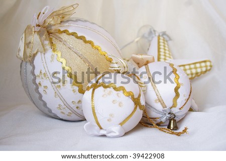 hand made cloth covered christmas decorations - folk art
