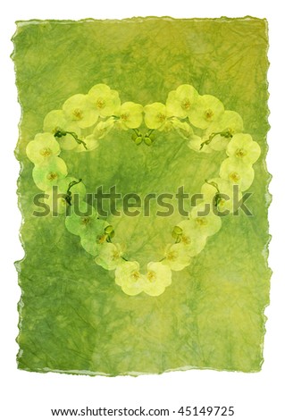 letter paper with decoration - floral heart - orchids
