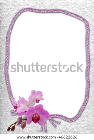 stock photo wedding frame with pink orchid background for your text