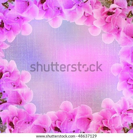 cyclamen -stylized floral frame, canvas, background for your text