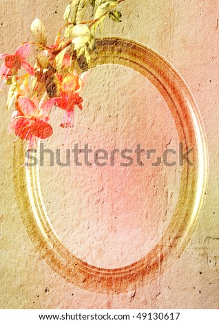 vintage styled oval frame with floral decoration - background for your text