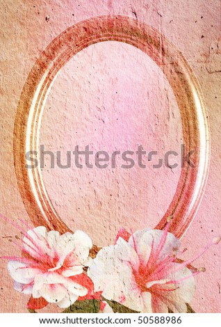 vintage styled oval frame with floral decoration - background for your text or photo