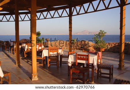 a restaurant with view to the sea, recreation resort Hauza, Nabq Bay near Sharm El Sheikg, Egypt
