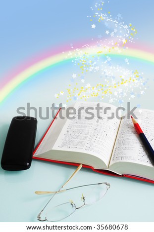 Rainbow in book,dream in book.