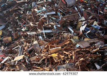 metal junk recycling yard close up